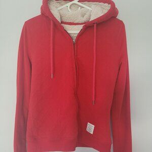 Abercrombie & Fitch Hoodie Full Zip Red Quilted Front Size Medium